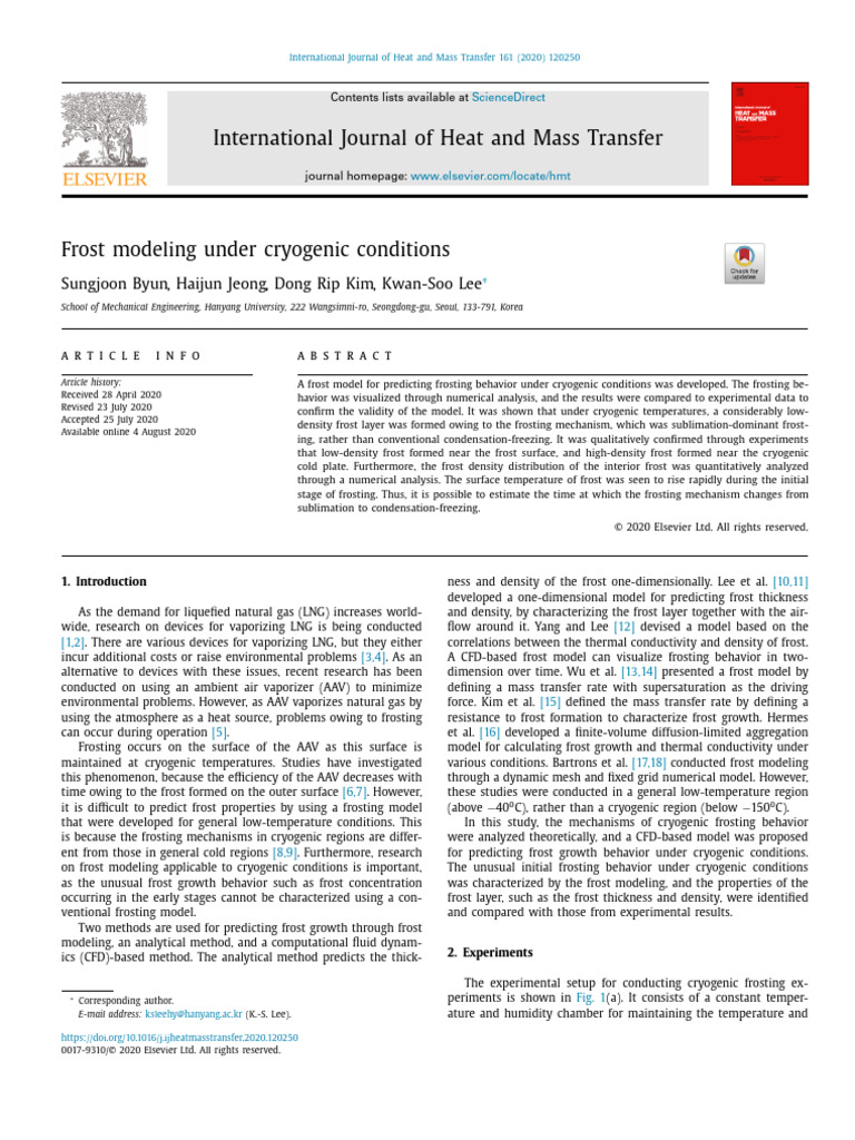 Cryogenic Frost Modeling Study | PDF | Humidity | Frost