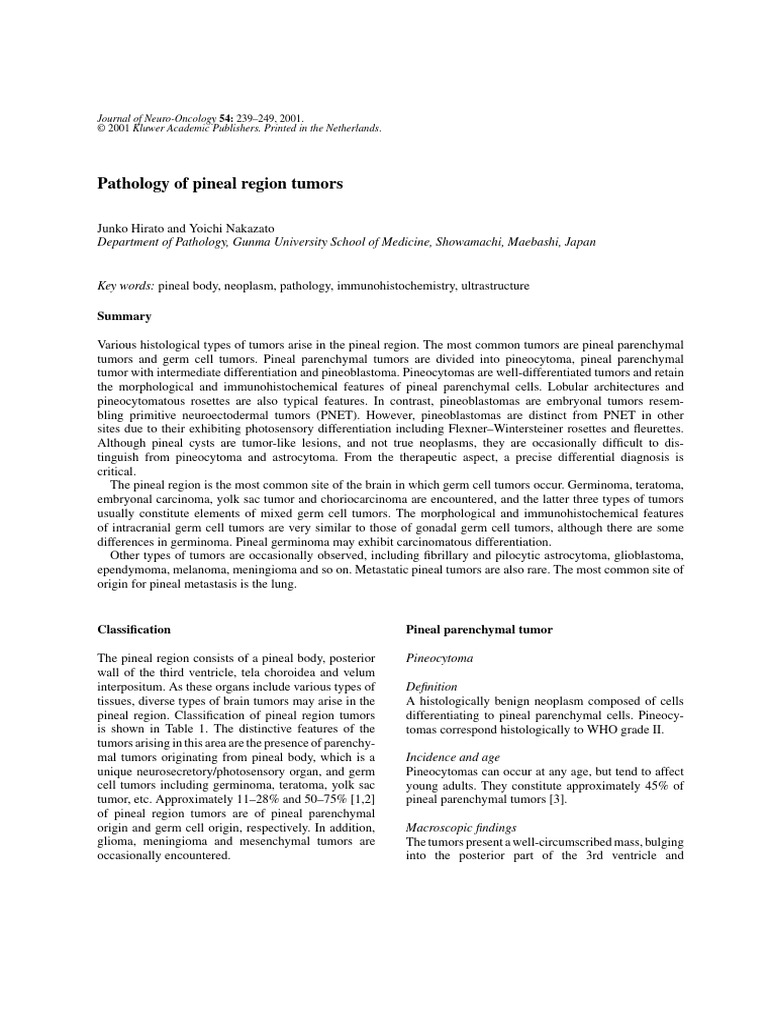 Pathology of Pineal Region Tumors | PDF | Neoplasms | Metastasis