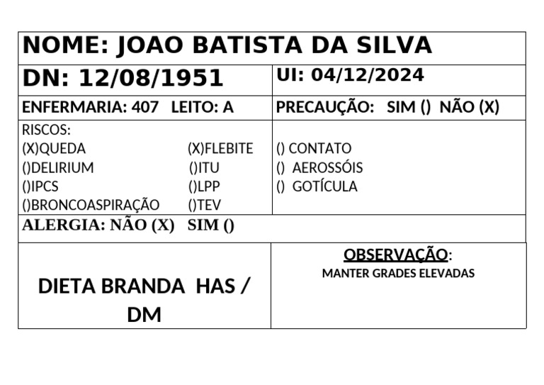 Identificação de Leito Novaaa | PDF