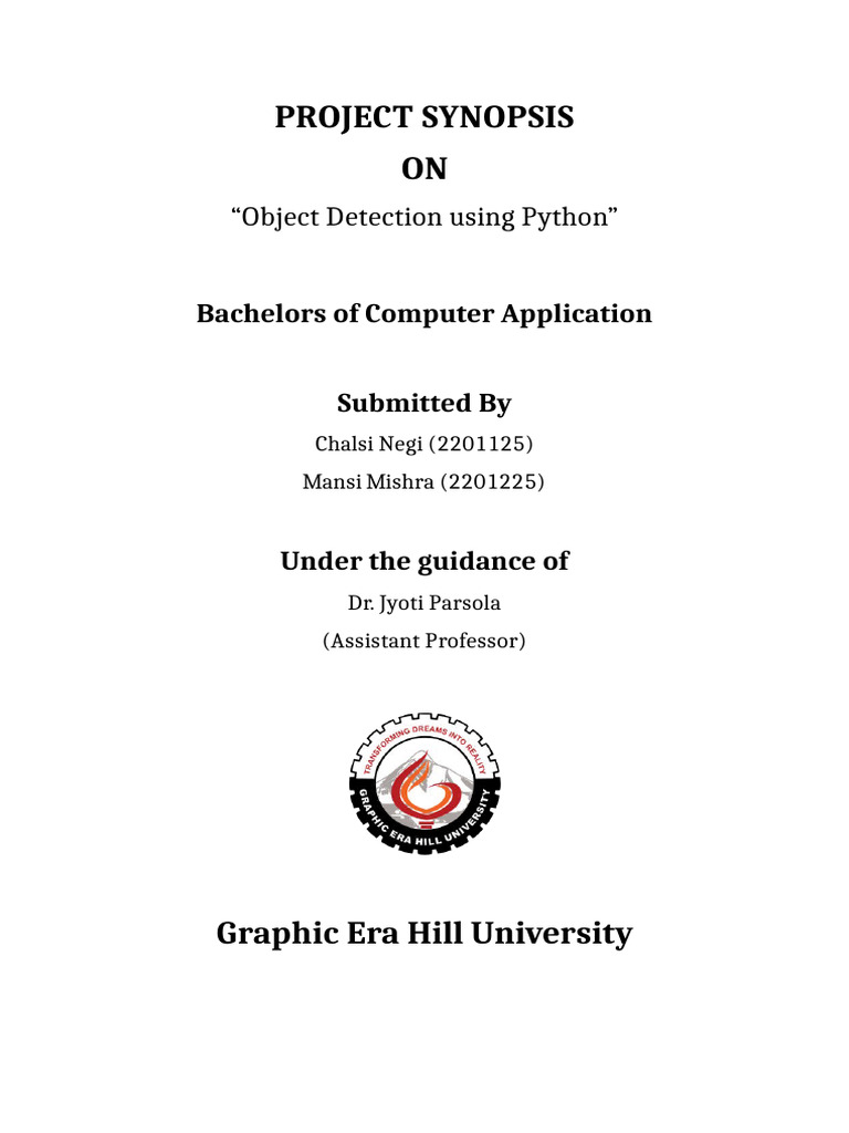 major project Synopsis | PDF | Computer Vision | Deep Learning