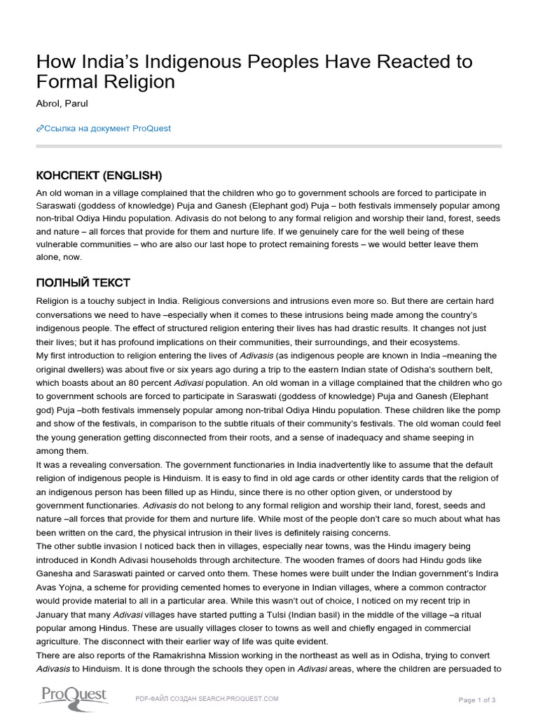 Abrol Parul. 2019. How India's Indigenous Peoples | PDF