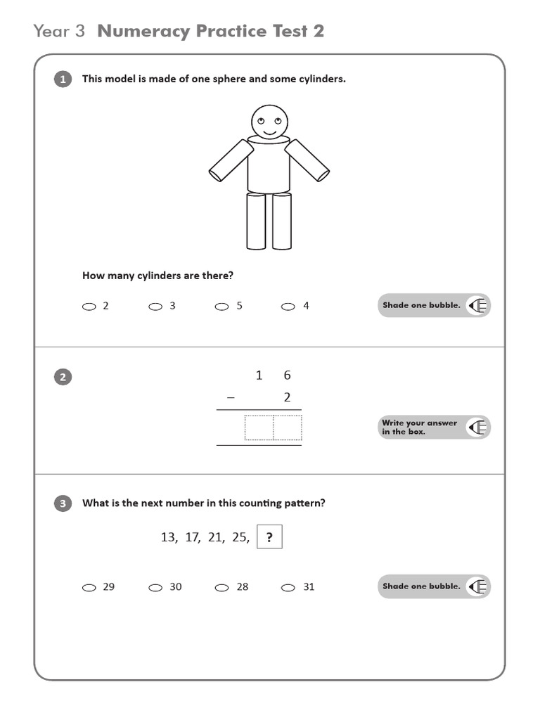 Year 3 Numeracy Test Prep Pdf