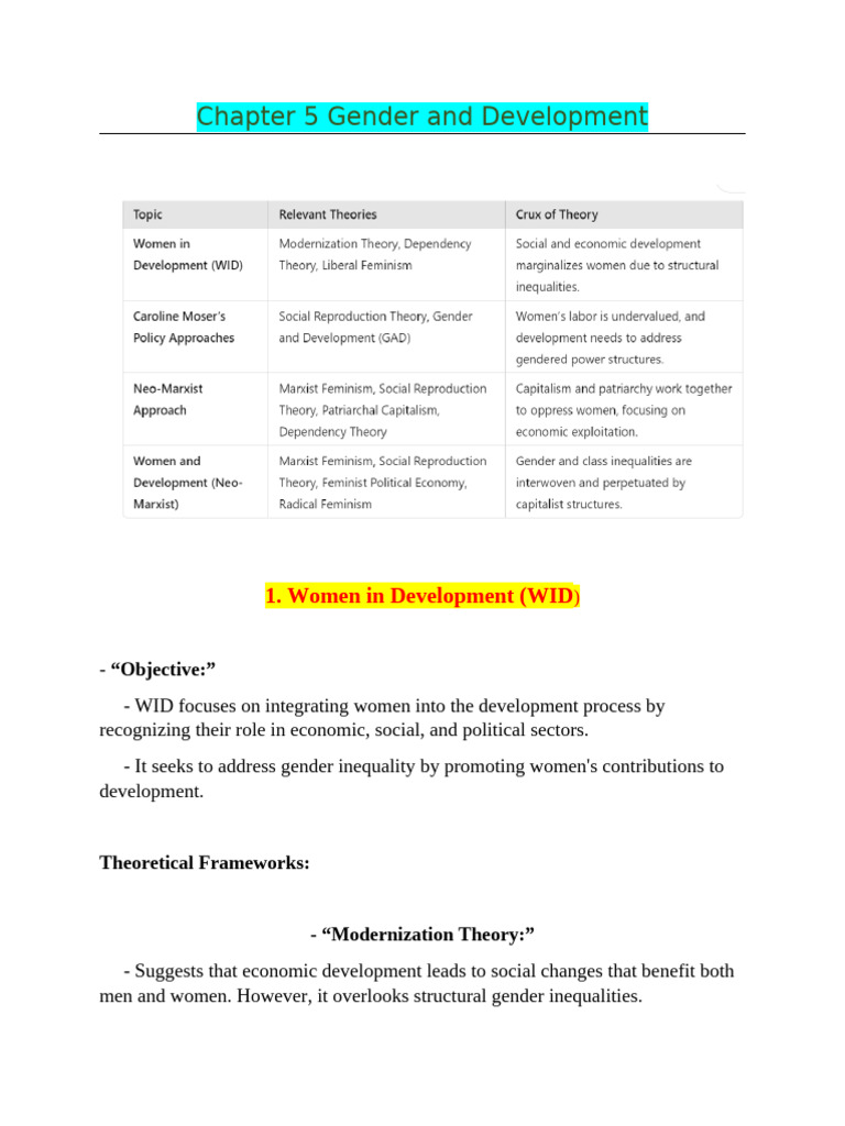 Gender Development Theories and Policies | PDF | Cost Of Living ...