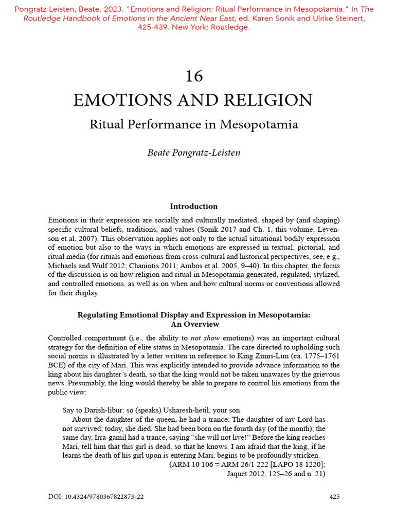 EMOTIONS_AND_RELIGION_Ritual_Performance | PDF | Assyria | Epic Of ...