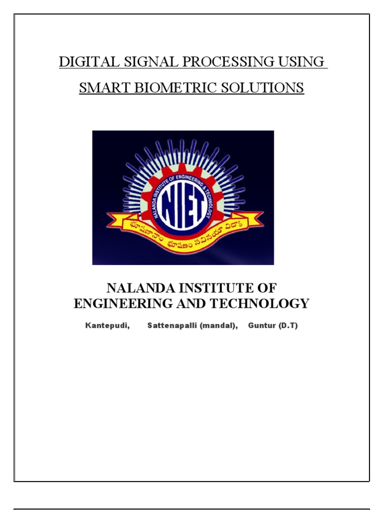 Digital Signal Processing Using Smart Biometric Solutions PDF Biometrics Digital Signal