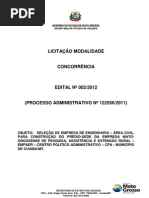 EDITAL CONCORRENCIA Nº.002-2012-SEL.EMP.ENG.CONSTR.DO EDIFICIO SEDE DA EMPAER-CPA-MUNICIPIO DE CUIABA-MT. - Parte 1