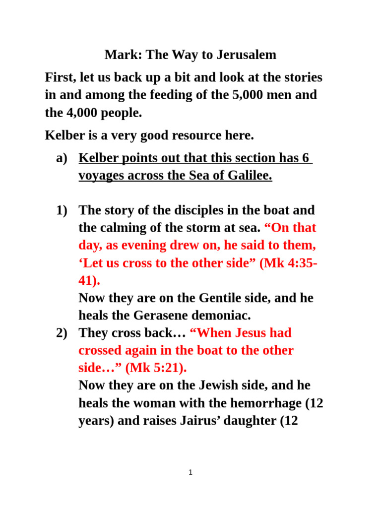 Class 10 11-28-24 Mark 5-10 | PDF | Jesus | Gospel Of Mark