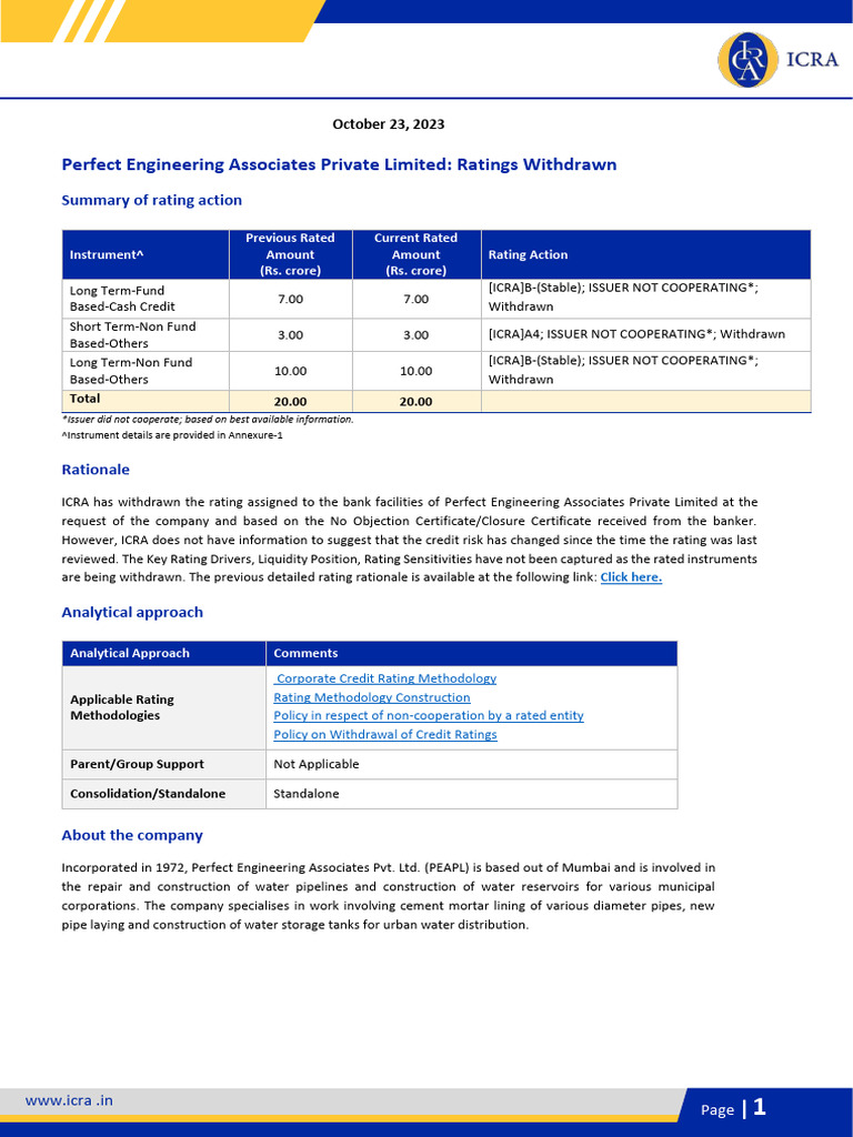 Perfect Engineering Ratings Withdrawn | PDF | Securitization | Private ...