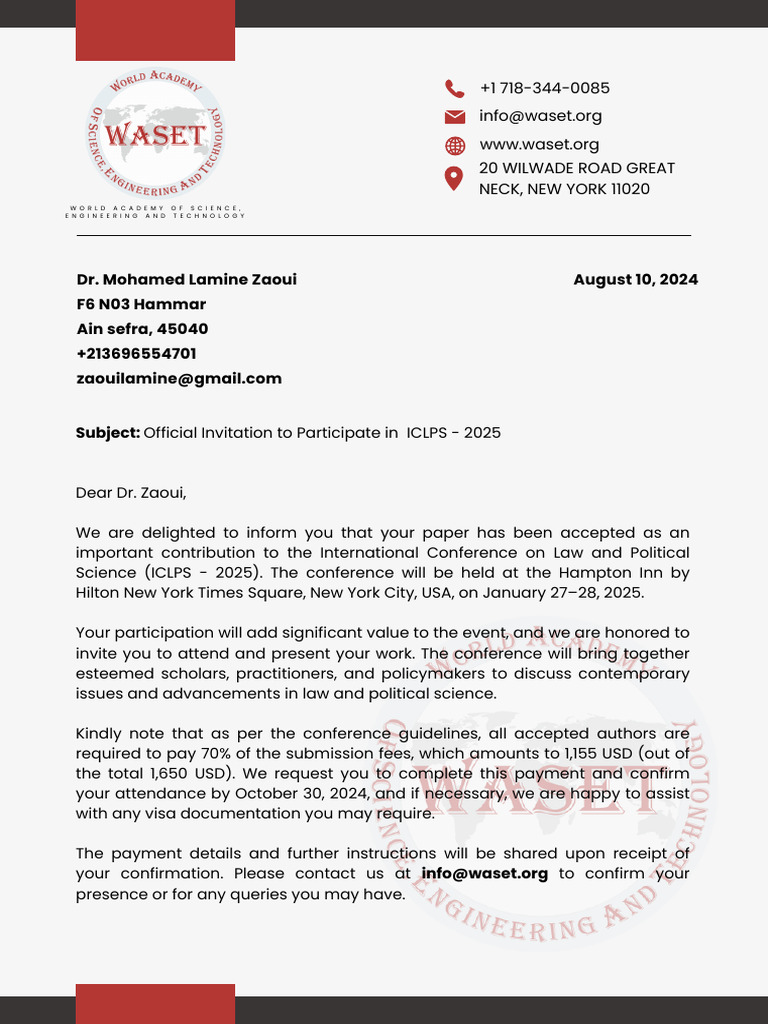 Conference Invite Letter