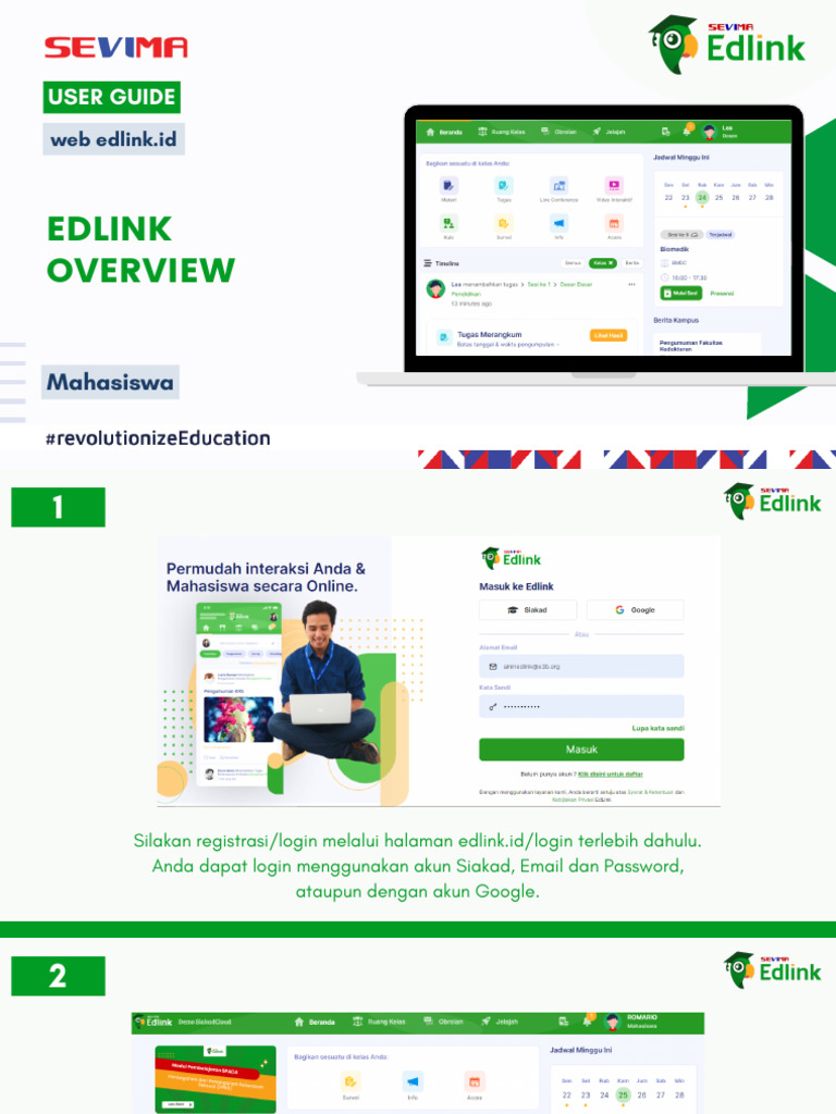 Panduan Login dan Fitur Edlink | PDF