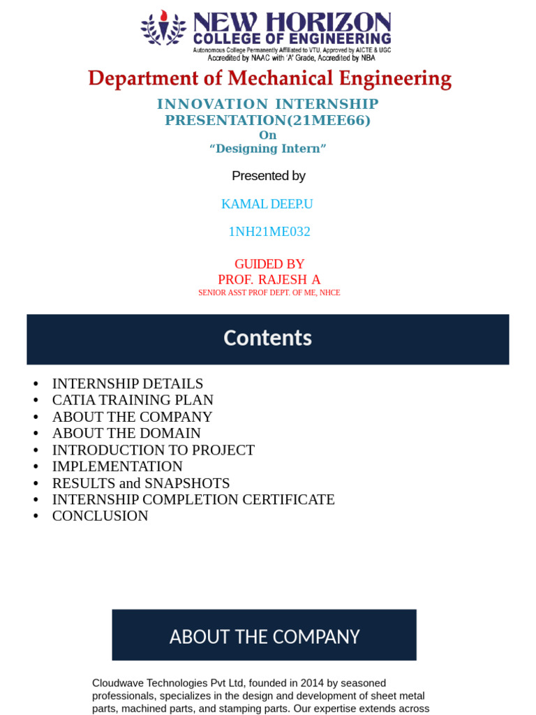 Designing Internship at Cloudwave Tech | PDF | Engineering | Mechanical ...