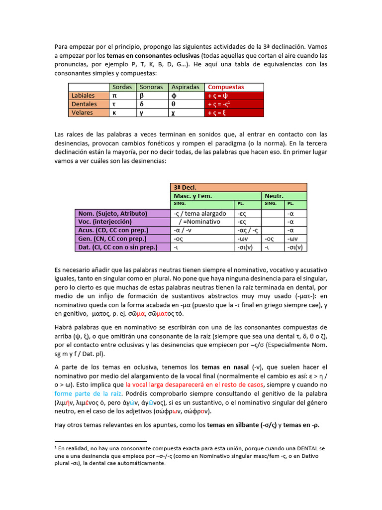 Repaso + ejercicios 3a declinación | PDF | Consonante | Lingüística