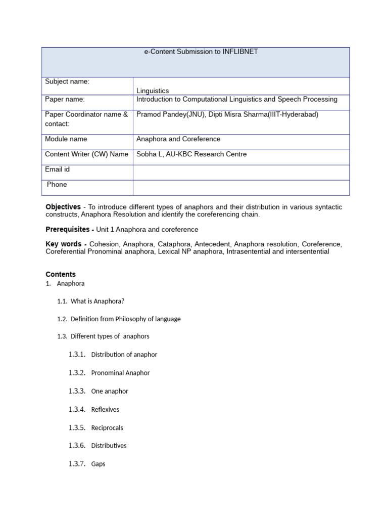 1535440009lings P16 M13-Anaphora Coreference | PDF | Pronoun ...