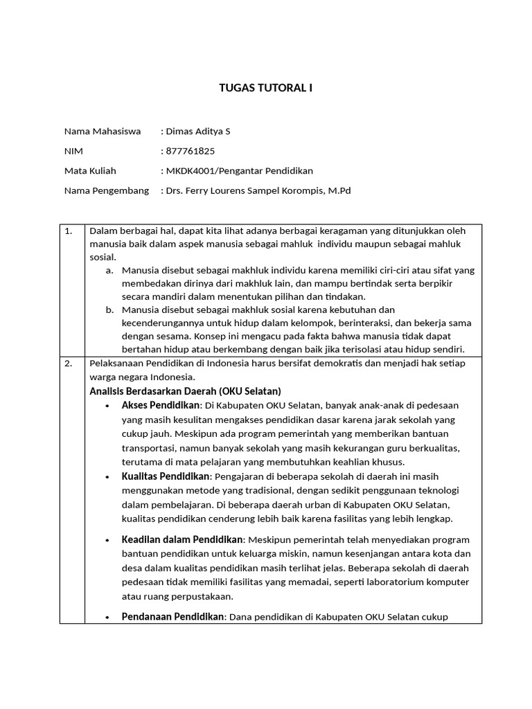 Tugas Tuton 1 | PDF