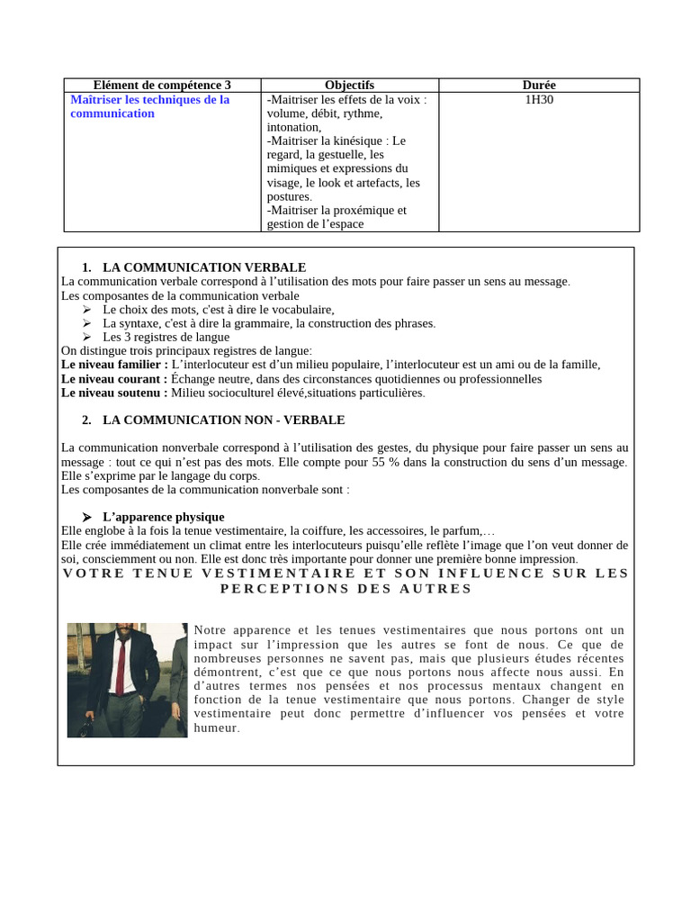 Techniques de Communication Verbal et Non-Verbal | PDF | la ...