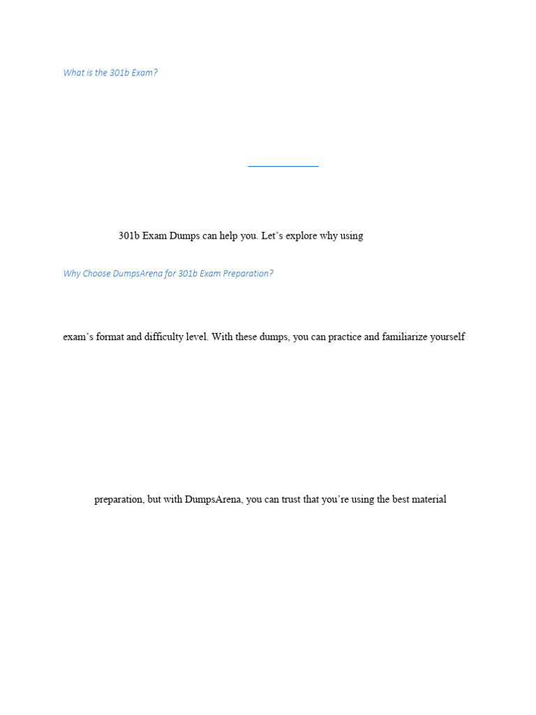 301b Exam Dumps | PDF | Knowledge | Learning