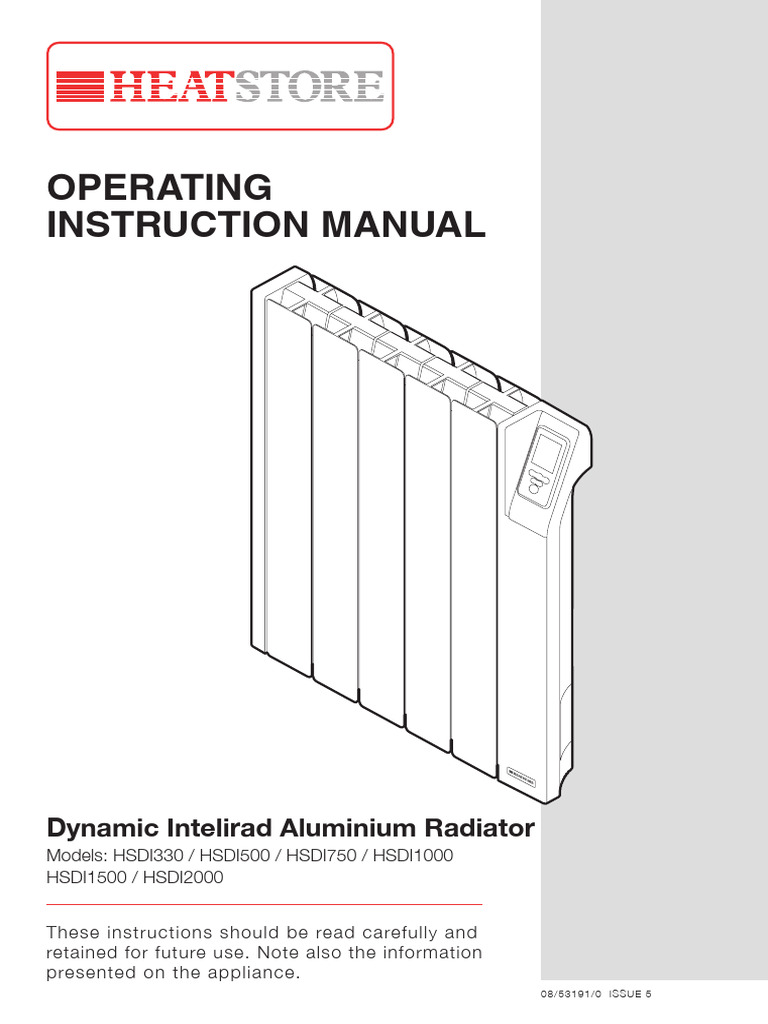 Dynamic Intelirad Radiator Manual | PDF | Water Heating | Electrical Wiring