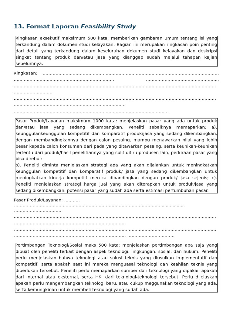 Template Laporan Feasibility Study | PDF
