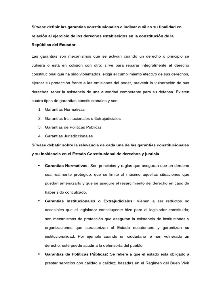 Garantías Constitucionales en Ecuador | PDF | Derecho Constitucional | Juez