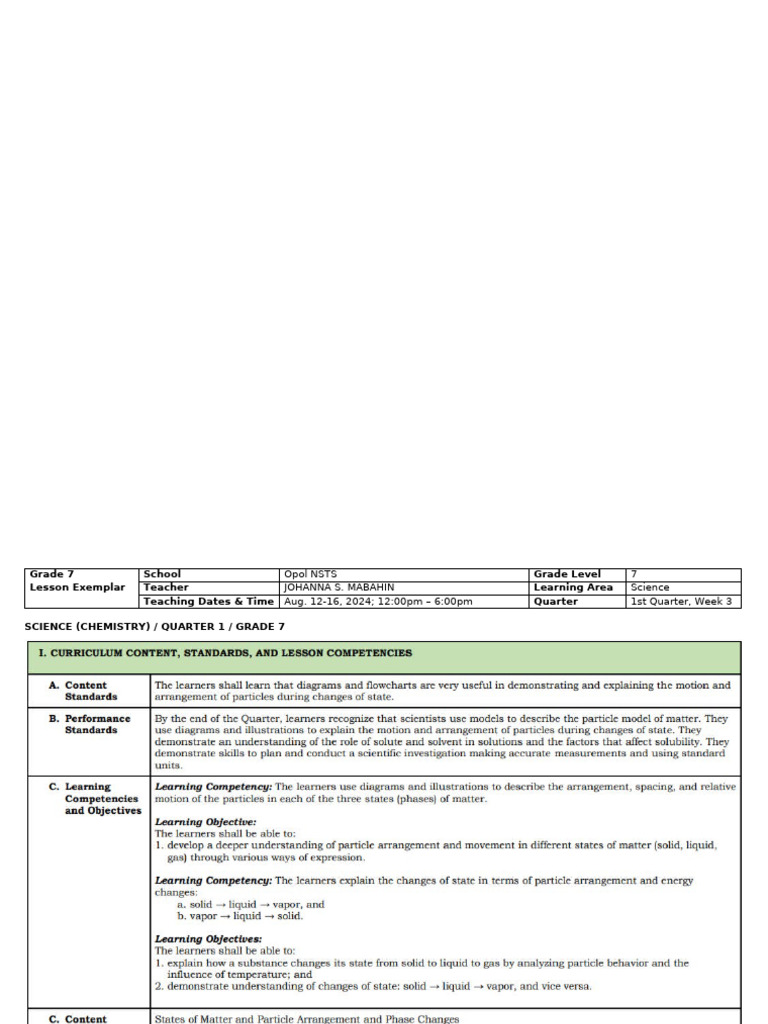 Lesson Exemplar 1st Pg. With Header Last Pg. With Names - 105556 | PDF