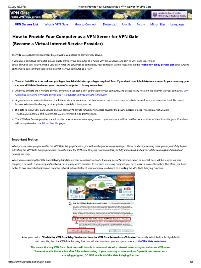 How To Provide Your Computer As A VPN Server For VPN Gate | PDF