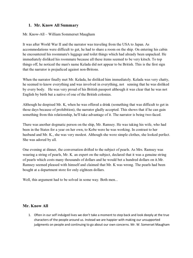 Essay of mr know all picture