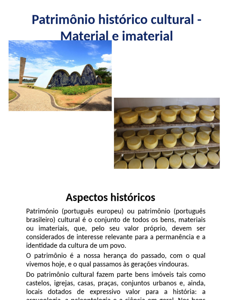 Patrimônio Cultural: Material e Imaterial | PDF | Herança cultural ...