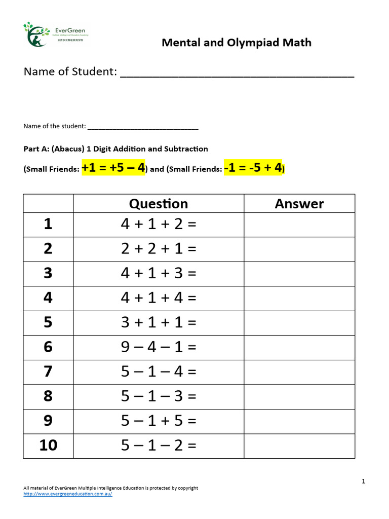 Small Friends Reinforce (Plus 1 and Plus 2) (Minus 1 and Minus 2) | PDF