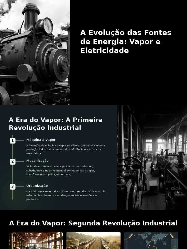 Evolução da Energia: Vapor à Eletricidade | PDF | Motor a vapor ...