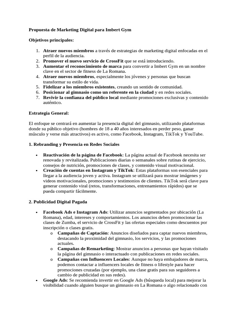 Propuesta de Marketing Digital | PDF | Publicidad digital | Facebook