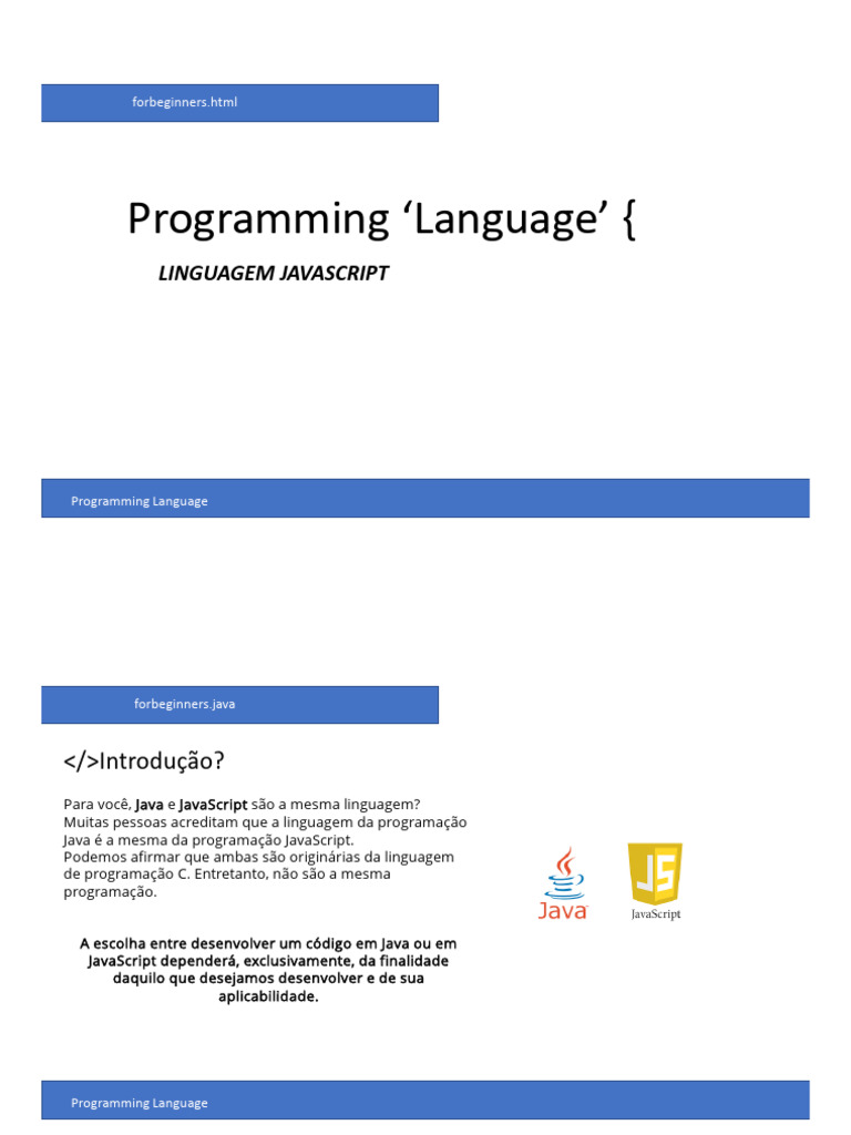 Diferenças entre Java e JavaScript | PDF | Linguagem de programação ...