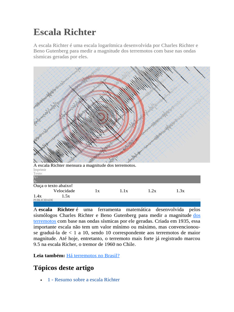 Escala Richter | PDF | Sismologia