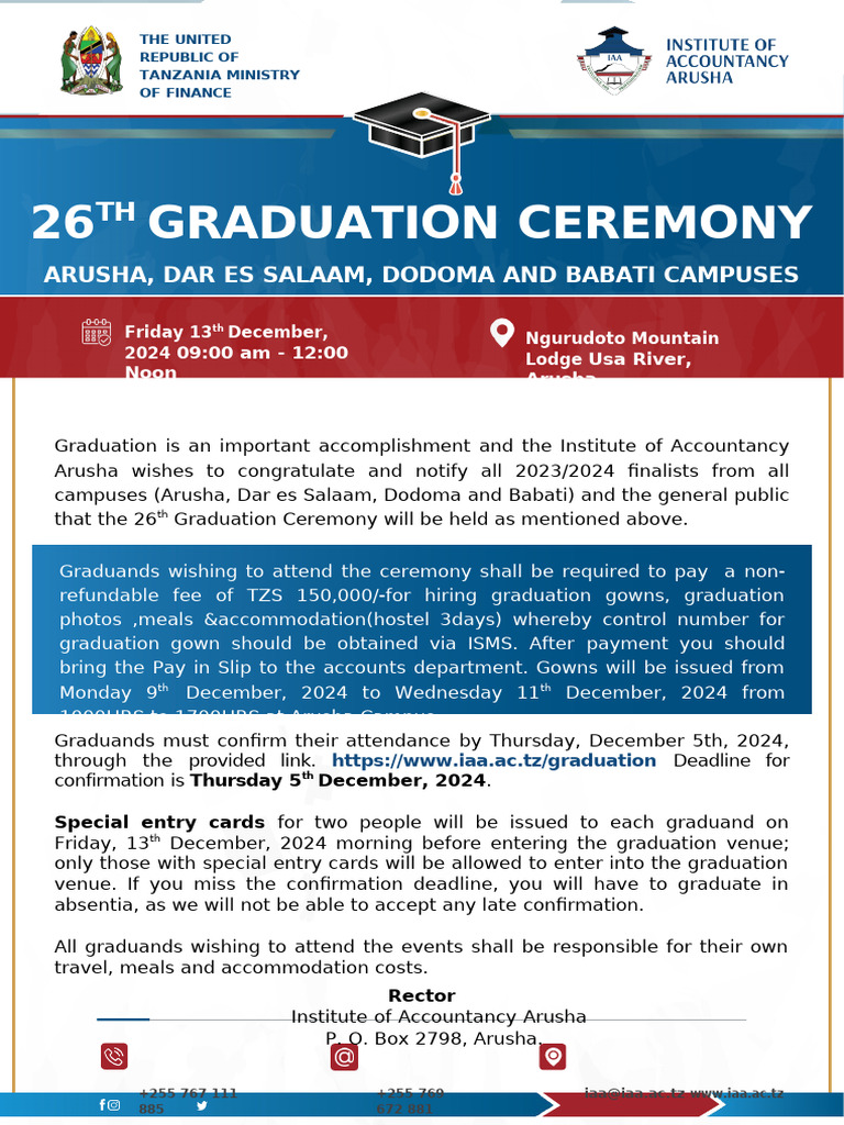 IAA 26th Graduation Ceremony Details | PDF