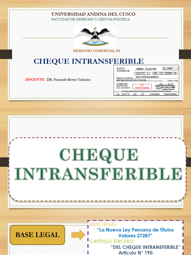 Cheque Intransferible en Perú | PDF