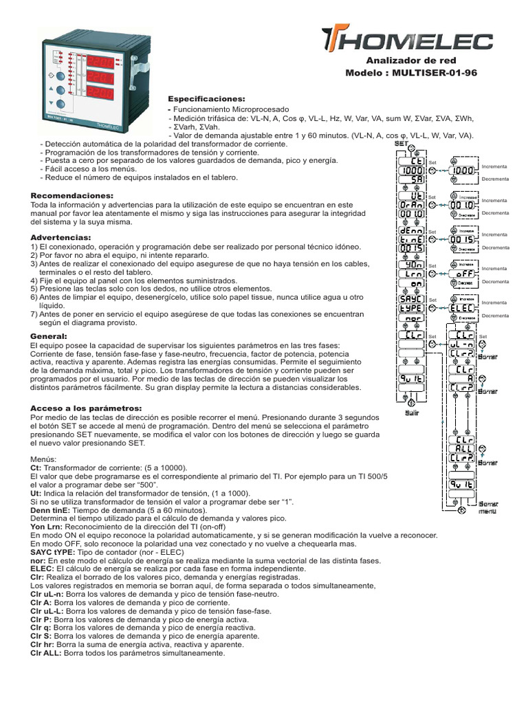 Analizador de red MULTISER II | PDF | Transformador | Metrología