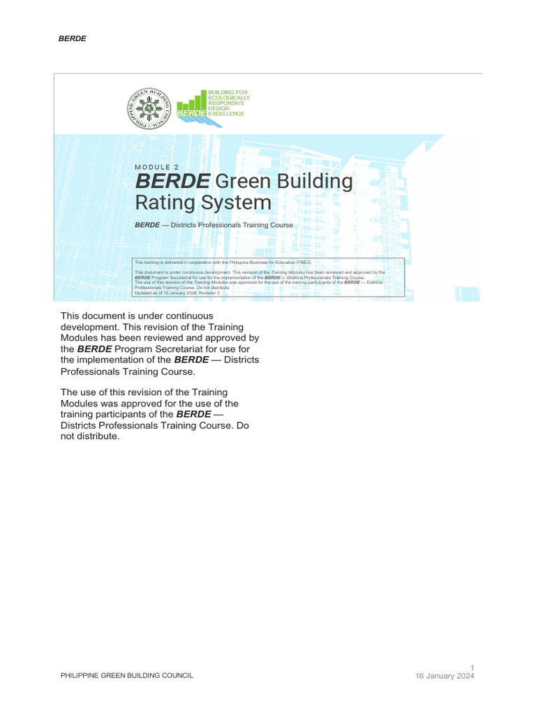 BERDE Green Building Training Module | PDF | Green Building | Quality ...