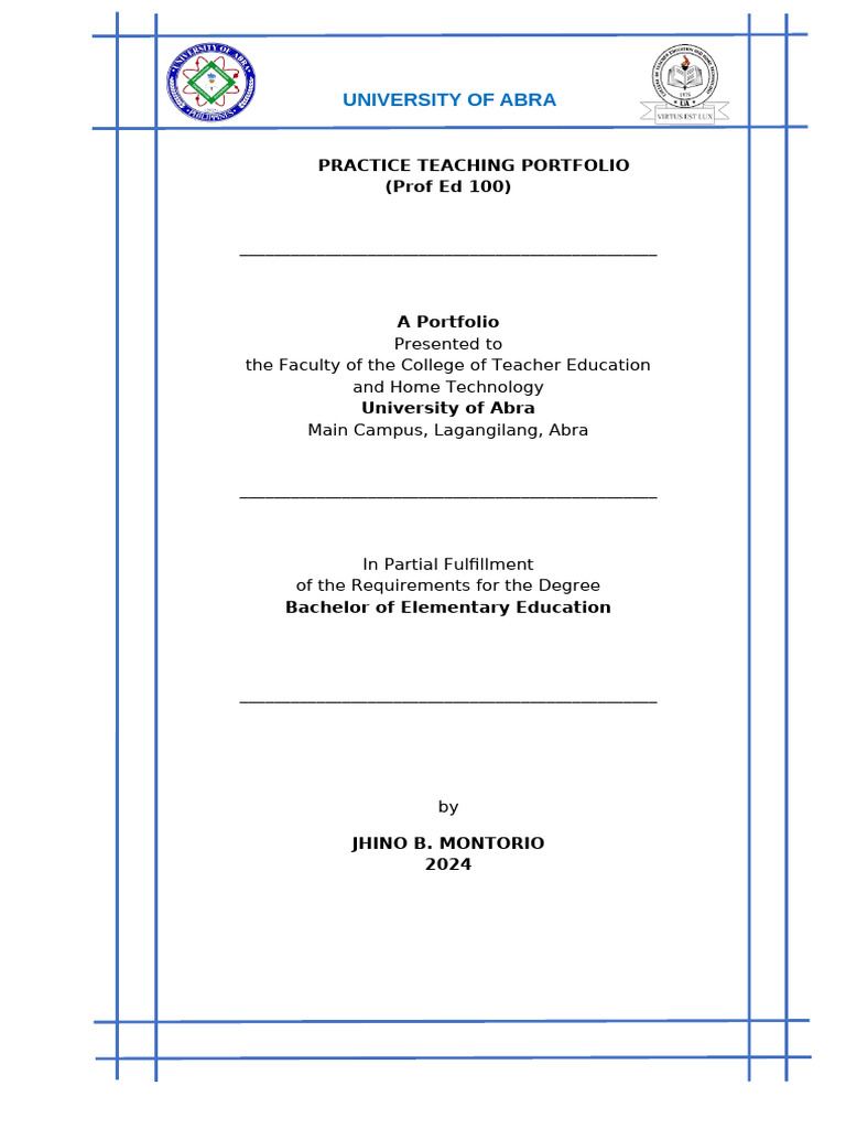 FORMAT TEMPLATE Portfolio 100 | PDF | Teachers | Learning