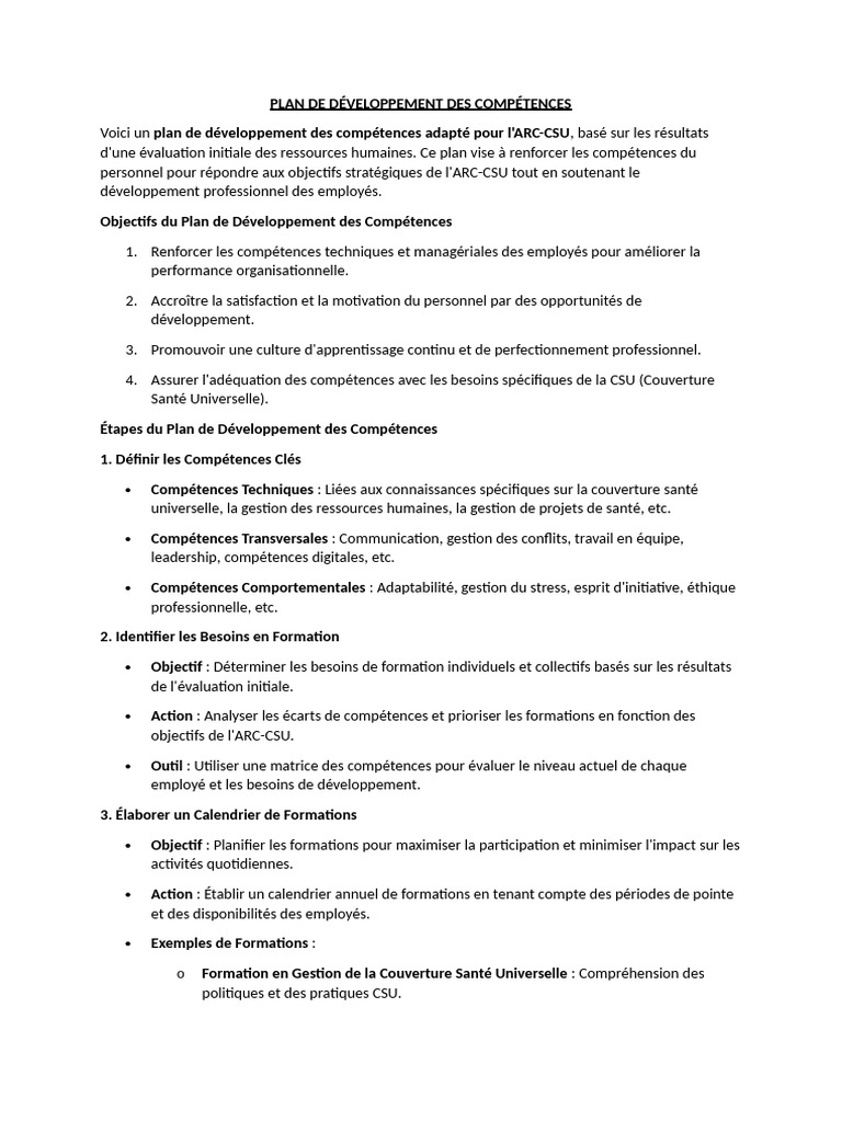 Plan de Développement des Compétences 2023 | PDF | Mentorat | Gestion ...