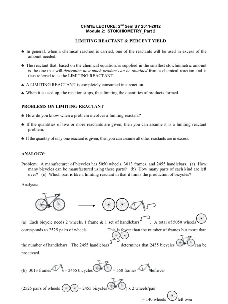 Module 2 - Stoichiometry & Percent Yield | PDF | Stoichiometry | Mole
