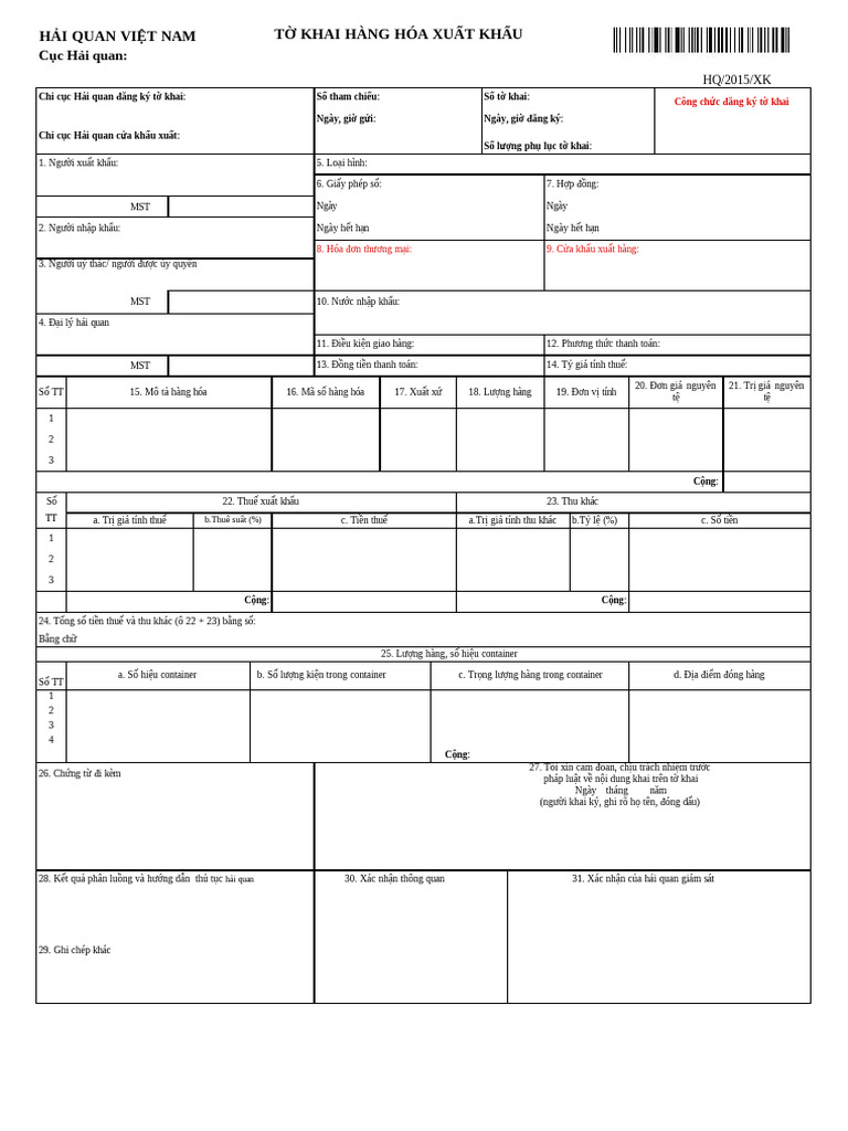 To khai hai quan xuat khau pdf