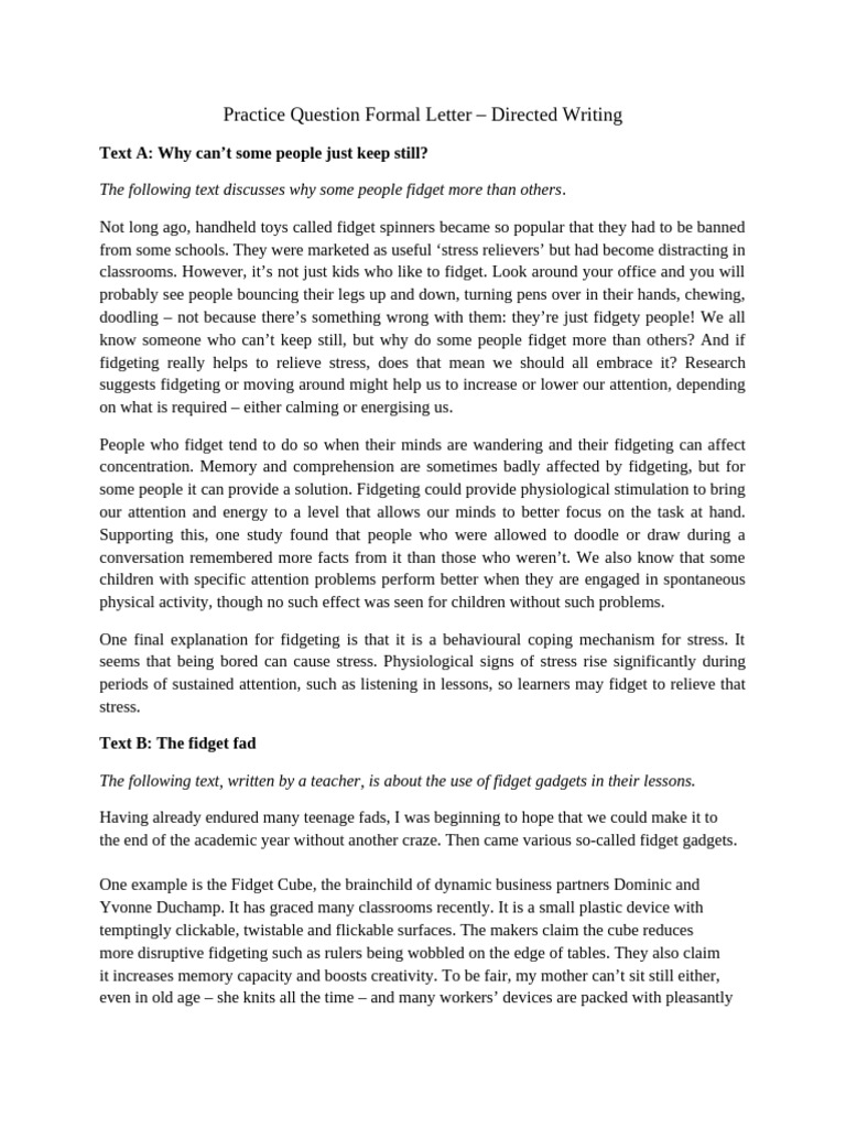 Practice Question Formal Letter p2 | PDF | Stress (Biology) | Attention