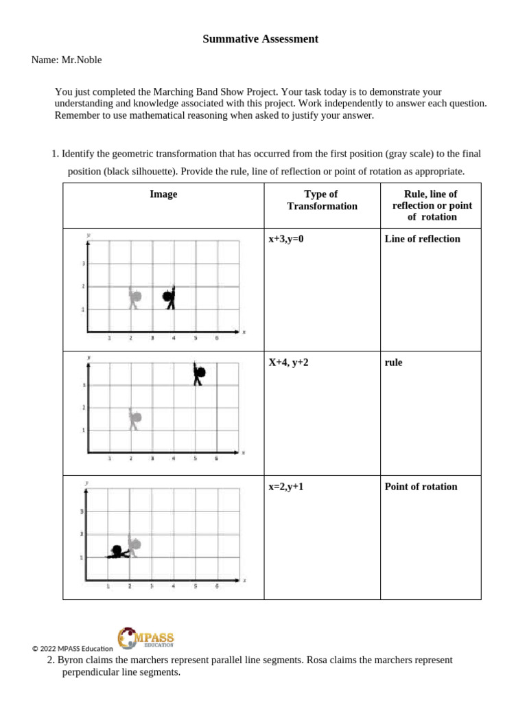 Marching Band Geometry Assessment | PDF