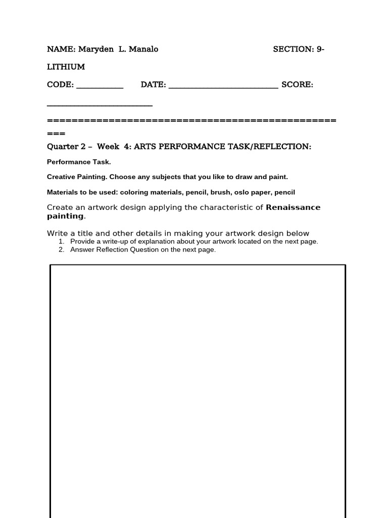ARTS PTASK (1) | PDF | Paintings | Cognition