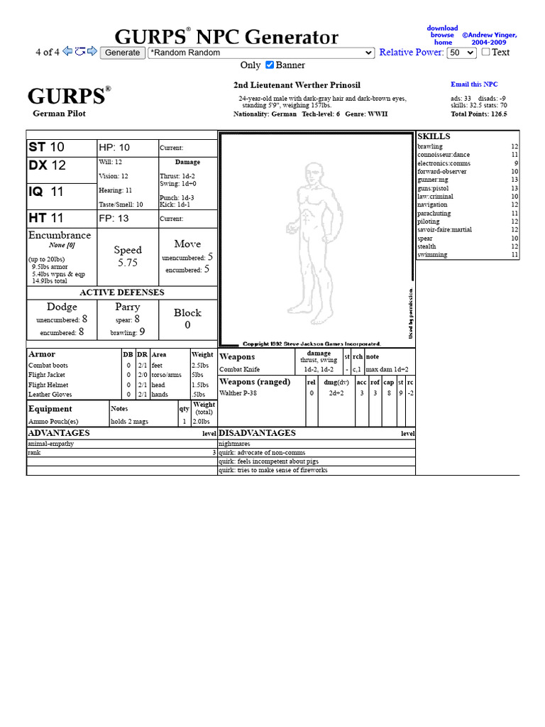 Gurps npc generator online version 4 pdf
