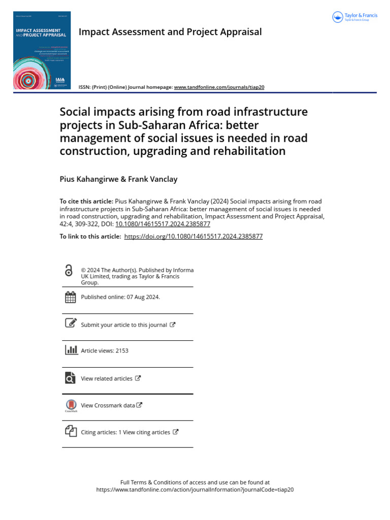 Social Impacts of Road Projects in Africa | PDF | Democratic Republic ...