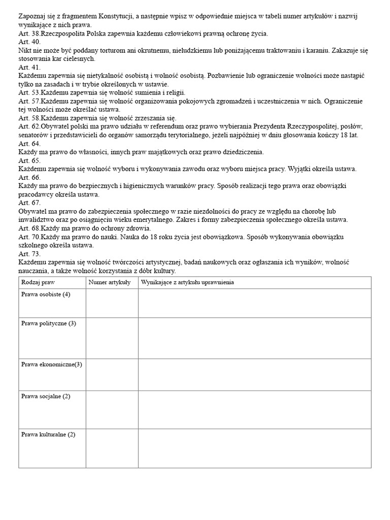 Prawa Człowieka Karta Pracy 2 | PDF
