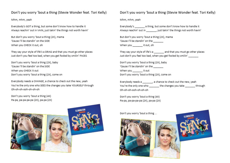 Don't You Worry 'Bout a Thing Lyrics | PDF