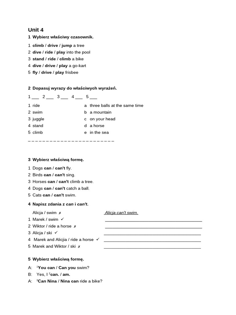 Unit 4 Klasa CZWARTA | PDF