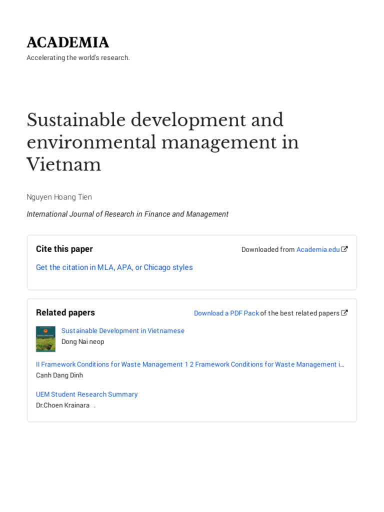 Sustainable Development in Vietnam | PDF | Sustainability | Sustainable ...