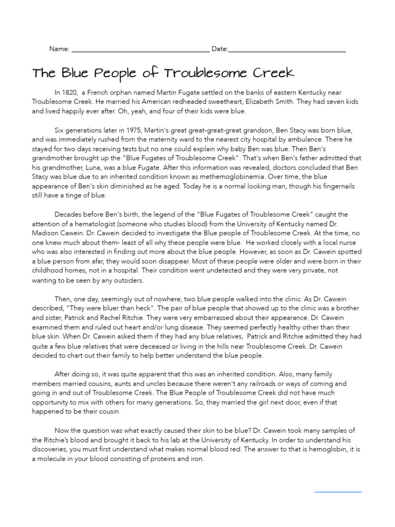 The Blue Fugates of Troublesome Creek | PDF | Genotype | Medical Specialties